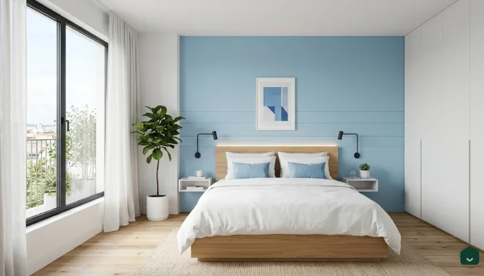 2cat kamar tidur 2 warna Sky Blue & White Minimalist