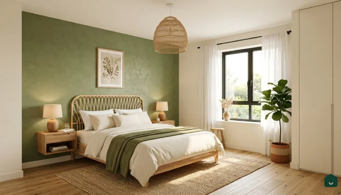 3cat kamar tidur 2 warna Olive Green & Cream Minimalist