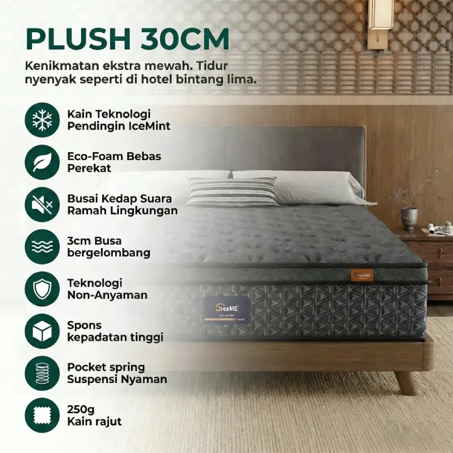 Gratis Bantal Kasur Pegas Saku Kain Ice Silk Dingin 26_30cm Kasur Springbed Independen Tidak Berisik Anti Debu Sangat Empuk Nyaman (1)