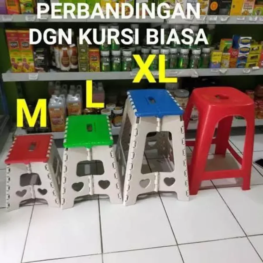 Kursi Lipat Bangku Lipat Plastik Ukuran M L XL Serbaguna Praktis (1)