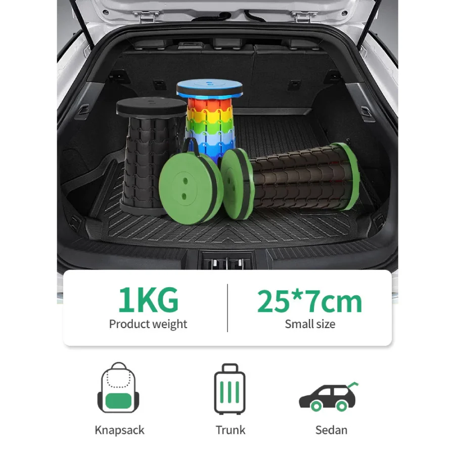 Loogu Bangku Lipat Portable Teleskopik Kursi Lipat Plastik Teleskopik Outdoor Ditarik Disesuaikan (2)