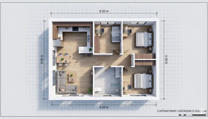 Denah Rumah 3 Kamar minimalis Ukuran 6x8 (5)