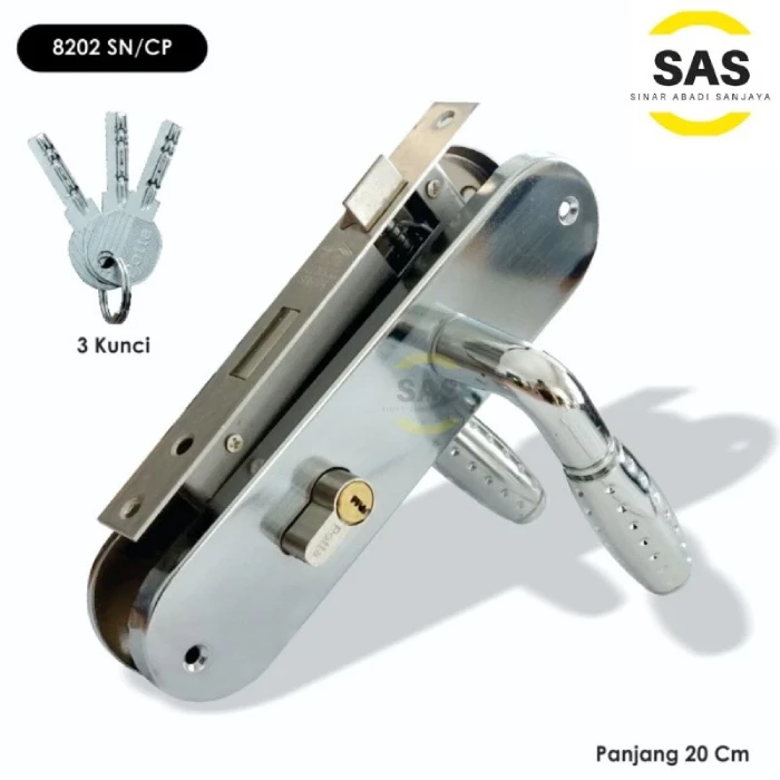Gagang Kunci Pintu _ Handle Pintu Komplit Ukuran Tanggung _ Tanggung 20 cm Bulat Kotak POTTA