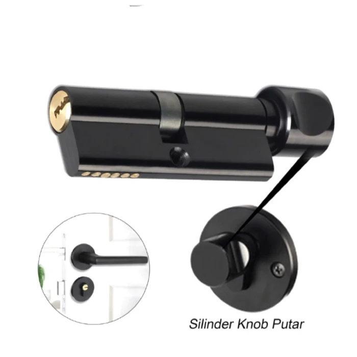 Gagang Pintu Gaya Eropa Hitam Full Set _ Kunci Pintu Premium Door lock (1)