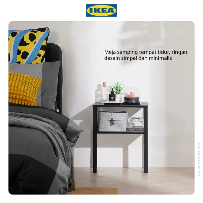 IKEA KNARREVIK Meja Samping Tempat Tidur Bahan Baja 37x28 cm (2)