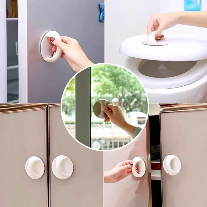 Pegangan Pintu Tempel Lemari Pakaian Bulat Holder Kabinet laci Jendela Kaca Pintu Kamar mandi Multifungsi (1)